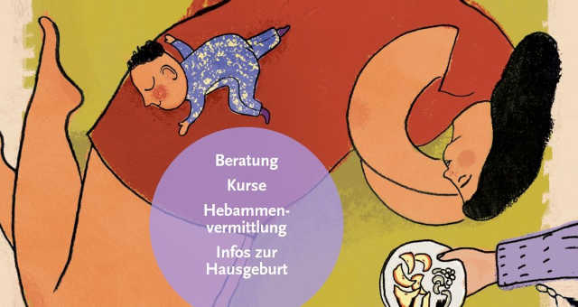 Illustration von schlafender Mutter mit ihrem Baby