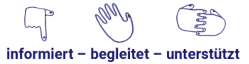 informiert begleitet unterstutzt blau